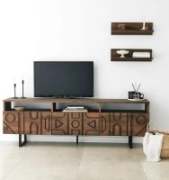 Тумба под ТВ Trendy Aristo Walnut/Black 170x55x30cm GTR000349