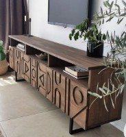 Тумба под ТВ Trendy Aristo Walnut/Black 170x55x30cm GTR000349 фото №2 — интернет-магазин Desire.md