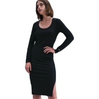 Женское платье Nike Sportswear Chill Knit Tight Long-Sleeve Midi Mini-Rib Black/Sail, s.L фото №1 — интернет-магазин Desire.md
