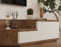 Тумба под ТВ Trendy Barko Walnut/White 160x35x35cm GTR000368 фото №2 — интернет-магазин Desire.md