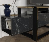 Тумба под ТВ Trendy Bianco Black Marble/Gold 160x49.8x46.1cm GTR000381 фото №2 — интернет-магазин Desire.md