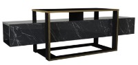 Тумба под ТВ Trendy Bianco Black Marble/Gold 160x49.8x46.1cm GTR000381 фото №3 — интернет-магазин Desire.md