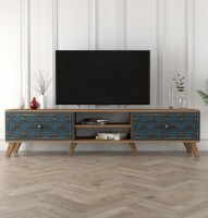 Тумба под ТВ Trendy Clasa Walnut/Blue 180x44x35cm GTR000087