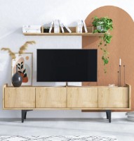 Тумба под ТВ Trendy Cursa Oak/Black 150x57x40cm GTR000029