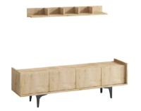 Тумба под ТВ Trendy Cursa Oak/Black 150x57x40cm GTR000029 фото №2 — интернет-магазин Desire.md