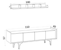 Тумба под ТВ Trendy Cursa Oak/Black 150x57x40cm GTR000029 фото №3 — интернет-магазин Desire.md