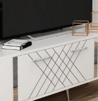 Comodă TV Trendy Detas White/Silver 150x48.2x35cm GTR006399 imaginea #3 — magazin online Desire.md