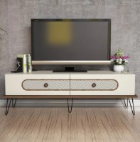Comodă TV Trendy Ekol Cream/Walnut/Black 140x45x40cm GTR000097