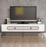 Comodă TV Trendy Ekol White/Walnut/Black 140x45x40cm GTR000100