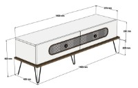 Comodă TV Trendy Ekol White/Walnut/Black 140x45x40cm GTR000100 imaginea #2 — magazin online Desire.md