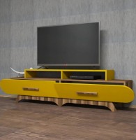 Comodă TV Trendy Flora Walnut/Yellow 205x50x36.8cm GTR000096 imaginea #4 — magazin online Desire.md