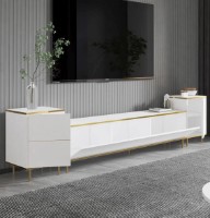 Comodă TV Trendy Imaj White/Gold 260x60x35cm GTR006465 imaginea #2 — magazin online Desire.md