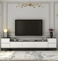 Comodă TV Trendy Imaj White/Gold/Black 260x60x35cm GTR006466