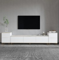 Comodă TV Trendy Imaj White/White Marble/Gold 260x60x35cm GTR006463