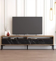 Comodă TV Trendy Istanbul Walnut/Black Marble/Black 180x47x35cm GTR000103