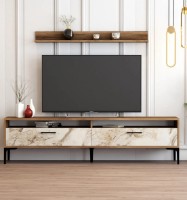 Comodă TV Trendy Istanbul Walnut/White Marble/Black 180x47x35cm GTR000118