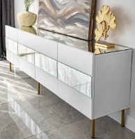 Comodă TV Trendy Leon White/Gold 180x59x35cm GTR000352 imaginea #2 — magazin online Desire.md