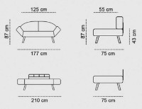 Canapea Trendy Genzo Black 177x87x75cm GTR002993 imaginea #6 — magazin online Desire.md