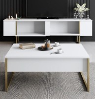 Comodă TV Trendy Lux White/Gold 180x50x30cm GTR000009 imaginea #2 — magazin online Desire.md