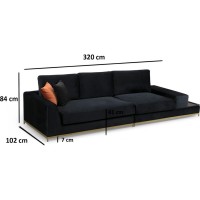 Canapea Trendy Linie Black 320x102x84cm GTR003707 imaginea #6 — magazin online Desire.md