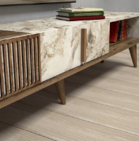 Comodă TV Trendy Milano Walnut/White Marble 180x40x35cm GTR000113 imaginea #4 — magazin online Desire.md