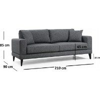 Диван Trendy Nordic Dark Grey 210x90x85cm GTR003096 фото №8 — интернет-магазин Desire.md