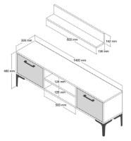 Comodă TV Trendy Riga White/Black 140x48x30cm GTR000056 imaginea #4 — magazin online Desire.md