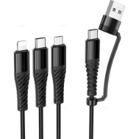 Cablu USB Hoco X123 Victory 3-in-1 Black