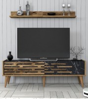 Comodă TV Trendy Valensiya 140 Walnut/Black Marble 140x45x35cm GTR000081 imaginea #1 — magazin online Desire.md