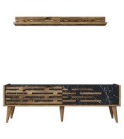 Comodă TV Trendy Valensiya 140 Walnut/Black Marble 140x45x35cm GTR000081 imaginea #4 — magazin online Desire.md