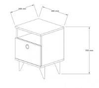 Noptieră Trendy Barlo White/Black 36.8x55x40cm GTR001557 imaginea #3 — magazin online Desire.md