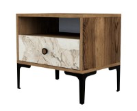 Noptieră Trendy Lizbon 531 Walnut/White Marble/Black 50.8x56x40cm GTR001518 imaginea #3 — magazin online Desire.md