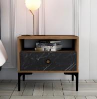Noptieră Trendy Lizbon 534 Walnut/Black Marble/Black 50.8x56x40cm GTR001521 imaginea #1 — magazin online Desire.md