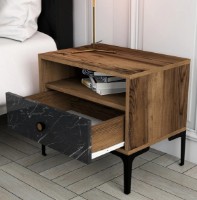 Noptieră Trendy Lizbon 534 Walnut/Black Marble/Black 50.8x56x40cm GTR001521 imaginea #2 — magazin online Desire.md