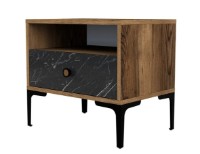 Noptieră Trendy Lizbon 534 Walnut/Black Marble/Black 50.8x56x40cm GTR001521 imaginea #3 — magazin online Desire.md
