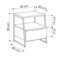 Noptieră Trendy Pal White/Black 50x45x40cm GTR001499 imaginea #4 — magazin online Desire.md