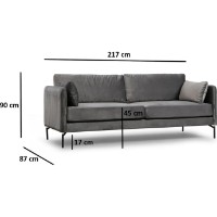 Canapea Trendy Sino Grey 87x90x217cm GTR003317 imaginea #2 — magazin online Desire.md
