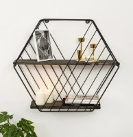 Навесная полка Trendy Anemone Vulgaris Dark Walnut/Black 60x52x15cm GTR005316