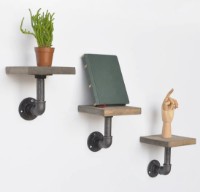 Raft de perete Trendy Boruraf005 Walnut/Black 15x15x15cm GTR005618 3pcs