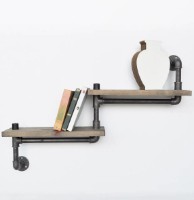 Raft de perete Trendy Boruraf012 Walnut/Black 75x35x14cm GTR005616