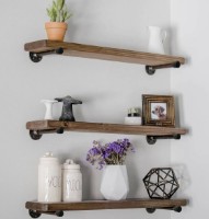 Raft de perete Trendy Boruraf087 Walnut/Black 60x8x14cm GTR005617 3pcs imaginea #3 — magazin online Desire.md