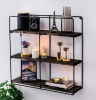 Raft de perete Trendy Floarea Soarelui Dark Walnut/Black 60x60x15cm GTR005322