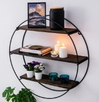 Raft de perete Trendy Lalea Dark Walnut/Black 60x60x15cm GTR005319