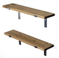 Навесная полка Trendy Lam006 Walnut/Black 60x16x14cm GTR005570 2pcs фото №2 — интернет-магазин Desire.md