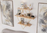 Raft de perete Trendy Prizma Pine Atlantic/Gold 60x60x16cm GTR005582 imaginea #2 — magazin online Desire.md