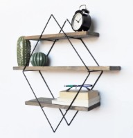 Raft de perete Trendy WR007 Walnut/Black 23.62x23.62x5.51cm GTR006604