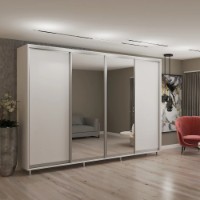 Dulap cu uşi glisante My-Style Chipboard + Mirror 320x230x60 White (C32H3M01U02) imaginea #1 — magazin online Desire.md