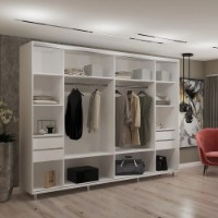 Dulap cu uşi glisante My-Style Chipboard + Mirrorr 300x240x60 White (C30H4M01U02) imaginea #2 — magazin online Desire.md