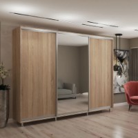 Dulap cu uşi glisante My-Style Chipboard + Mirror 300x210x60 Sonoma Oak (C30H1M03U02)