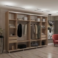 Dulap cu uşi glisante My-Style Chipboard + Mirror 300x240x60 Sonoma Oak (C30H4M03U02) imaginea #2 — magazin online Desire.md